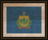 Vermont State Flag on Antique Burlap