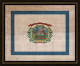 West Virginia State Flag on Antique Burlap