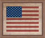American Flag on distressed  Linen - Med