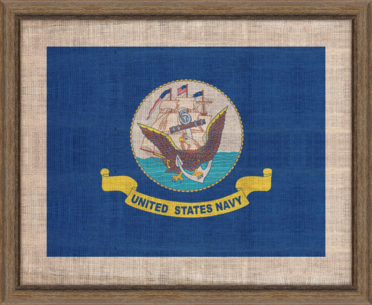 Navy Flag on distressed  Linen - LG