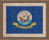 Navy Flag on distressed  Linen - LG
