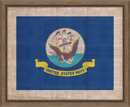 Navy Flag on Distressed Linen - Lg