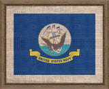 Navy Flag on Distressed Linen - Lg