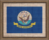 Navy Flag on Distressed Linen - Med