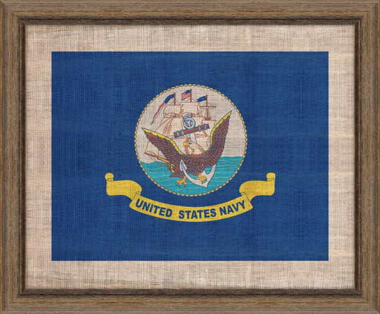 Navy Flag on Distressed Linen