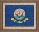 Navy Flag on Distressed Linen