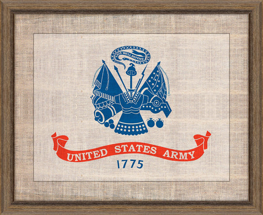 Army Flag on distressed Linen - lg