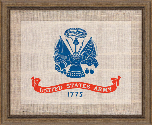 Army Flag on distressed Linen - med