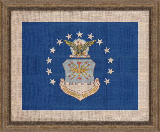 Air Force  Flag on distresed  Linen - Med