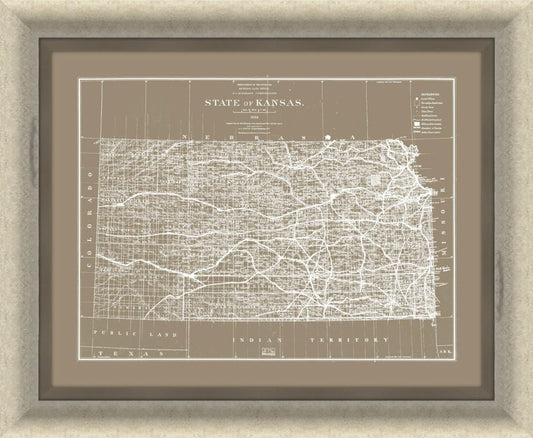 Map of Kansas In gray reverse sand stone - small