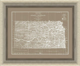 Map of Kansas In gray reverse sand stone