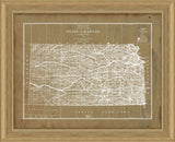 Map of Kansas in Khaki Reverse French wood