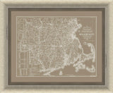 Map of Massachusetts In gray reverse sand stone - small