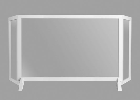 Style Safe Plexi Barrier, 48x30 with counter stand and 12" adjustable side panels - White