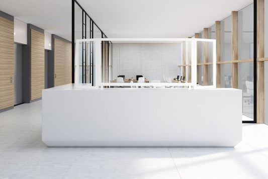 Style Safe Plexi Barrier, 60x30 with counter stand and 12" adjustable side panels - White