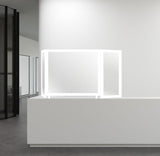 Style Safe Plexi Barrier, 36x30 with counter stand and 12" adjustable side panels - White