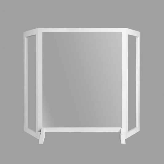 Style Safe Plexi Barrier, 36x43 with counter stand and 12" adjustable side panels - White