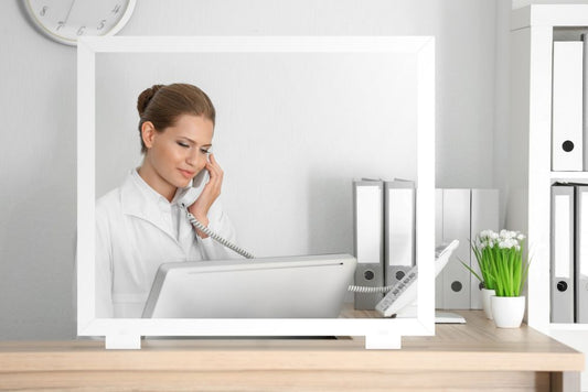 Style Safe Plexi Barrier, 36x30 with counter stand - White