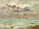 The Coast at Trouville, c. 1865-1900 - imitator of Eugene Boudin Boxed Canvas 