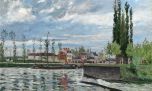 The Lock at Pontoise, 1872 - Camille Pissarro Boxed Canvas