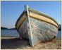 Beached Blue Row Boat on Canvas