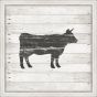Black Cow Stamped On White Wood