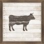 Brown Cow Stamped On White Wood