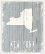 New York on Blue Wood