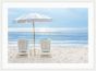 Chairs on the beach & White Umbrella