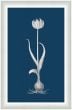 White Flora on Blue Linen I