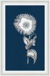White Flora on Blue Linen IV