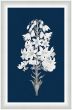 White Flora on Blue Linen VI