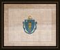 Massachusetts State Flag on Antique Burlap