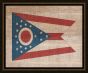 Ohio State Flag on Antique Burlap