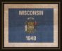 Wisconsin State Flag on Antique Burlap